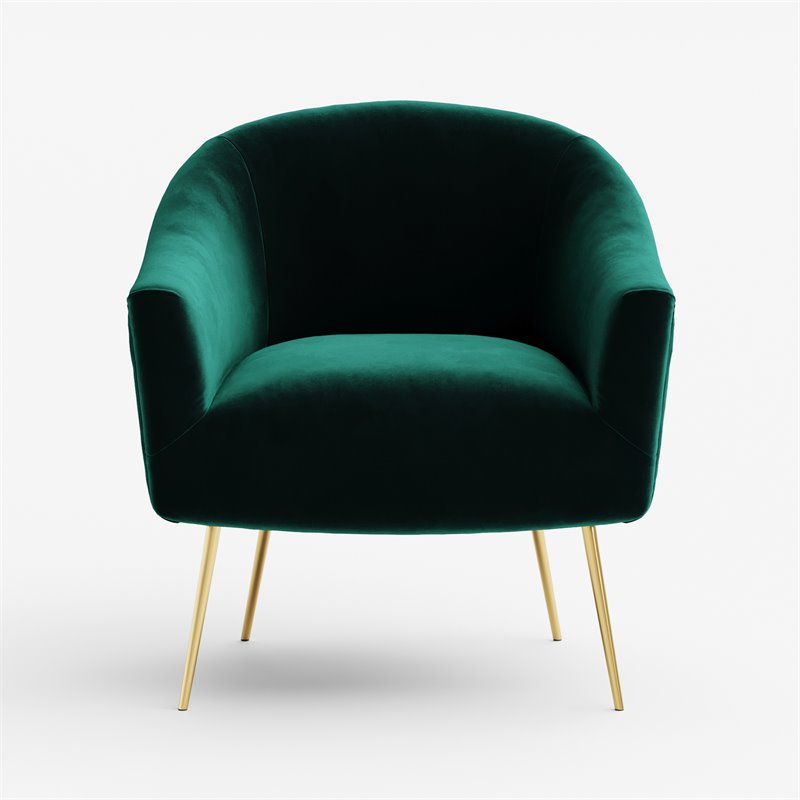Omax Decor Julia Velvet Upholstered Accent Armchair with Gold Legs in Green