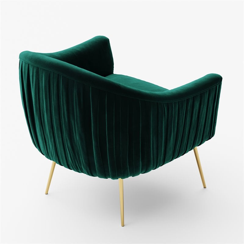 Omax Decor Julia Velvet Upholstered Accent Armchair with Gold Legs in Green