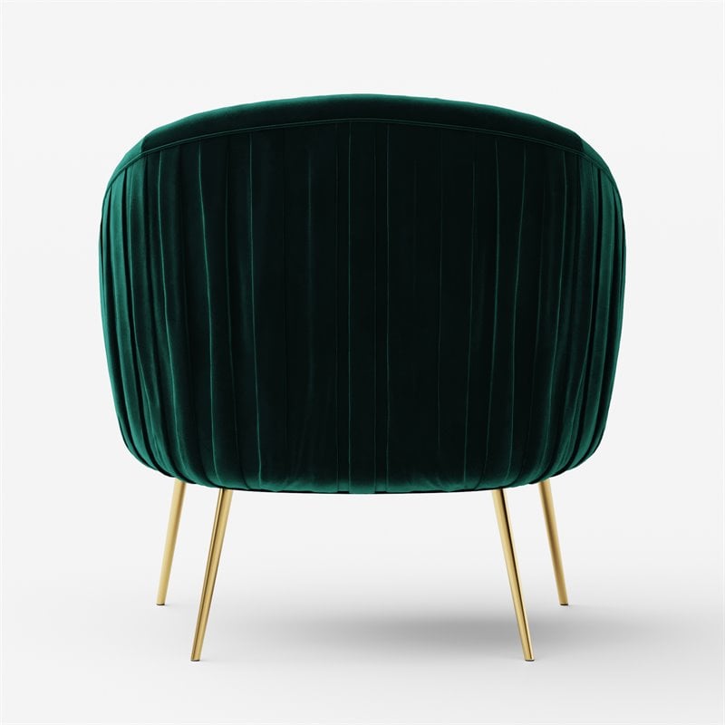 Omax Decor Julia Velvet Upholstered Accent Armchair with Gold Legs in Green