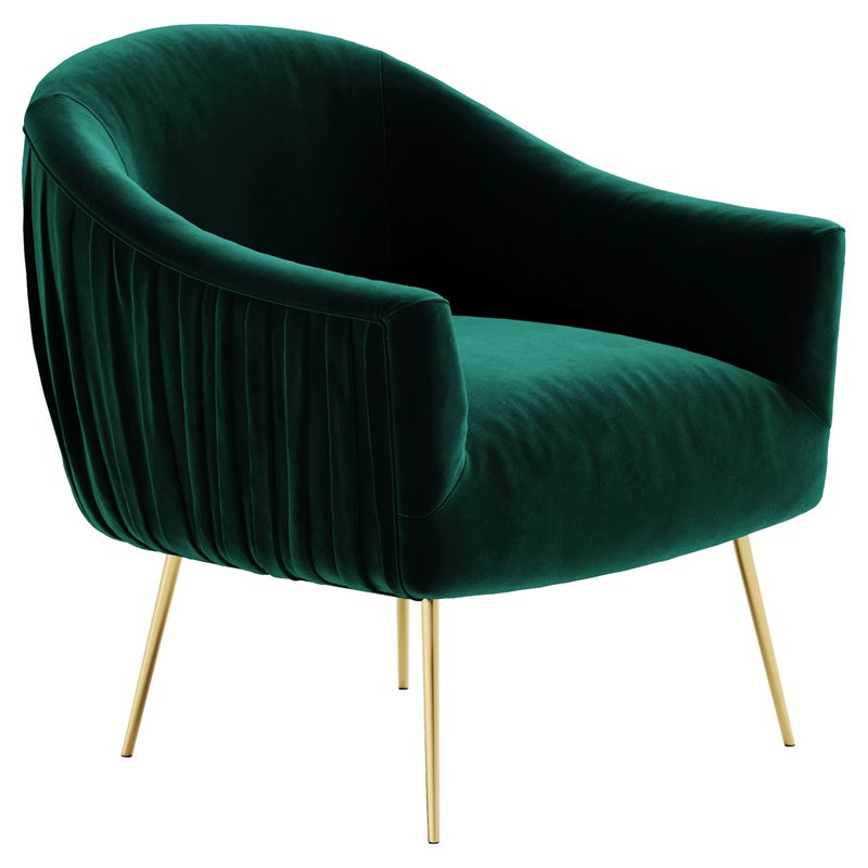 Omax Decor Julia Velvet Upholstered Accent Armchair with Gold Legs in Green
