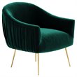 Omax Decor Julia Velvet Upholstered Accent Armchair with Gold Legs in Green