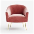 Omax Decor Julia Velvet Upholstered Accent Armchair with Gold Legs in Rose Pink