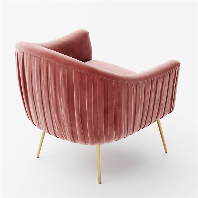 Omax Decor Julia Velvet Upholstered Accent Armchair with Gold Legs in Rose Pink
