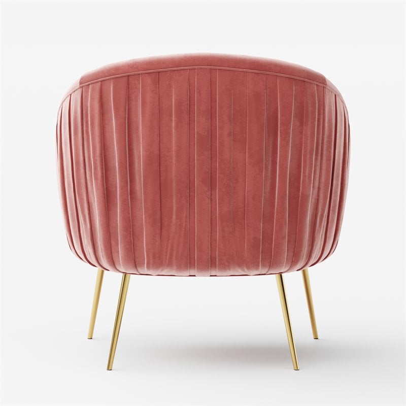 Omax Decor Julia Velvet Upholstered Accent Armchair with Gold Legs in Rose Pink