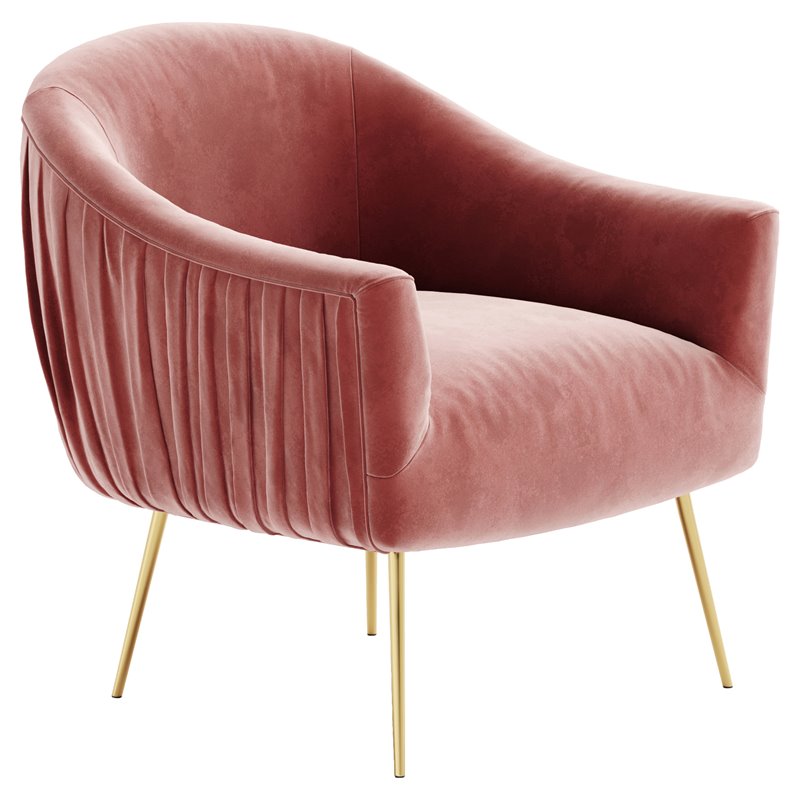 Omax Decor Julia Velvet Upholstered Accent Armchair with Gold Legs in Rose Pink