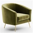 Omax Decor Sven Barrel Steel/Velvet Accent Chair with Gold Legs in Olive Green