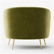 Omax Decor Sven Barrel Steel/Velvet Accent Chair with Gold Legs in Olive Green