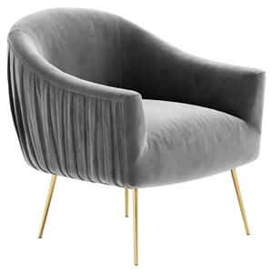 Omax Decor Julia Velvet Upholstered Accent Armchair with Gold Legs in Gray