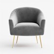 Omax Decor Julia Velvet Upholstered Accent Armchair with Gold Legs in Gray
