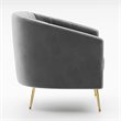 Omax Decor Sven Barrel Steel/Velvet Accent Chair with Gold Legs in Gray