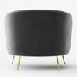 Omax Decor Sven Barrel Steel/Velvet Accent Chair with Gold Legs in Gray