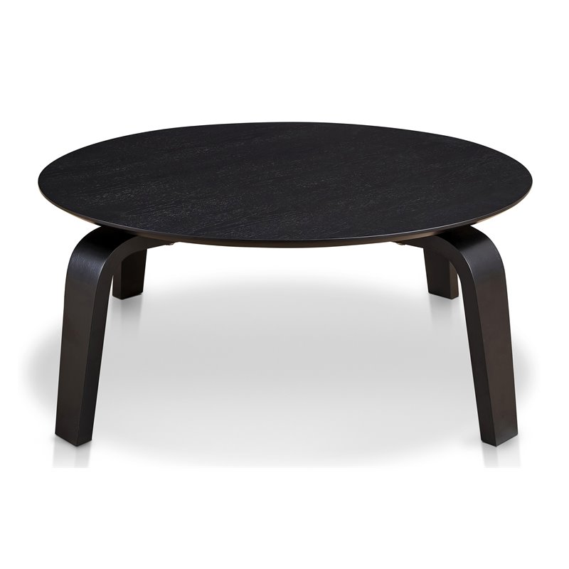Omax Decor Mod Round Shape Mid-Century Wood Coffee Table in Black
