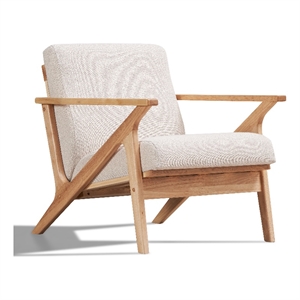 Omax Decor Zola Solid Wood and Fabric Upholstered Accent Armchair in Beige/Oak