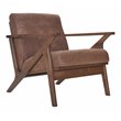Omax Decor Zola Solid Wood and Fabric Upholstered Accent Armchair in Mocha Brown