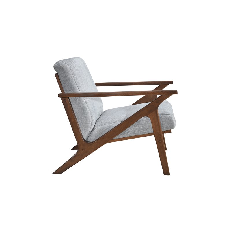 Omax Decor Zola Solid Wood and Fabric Upholstered Accent Armchair in Gray