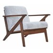 Omax Decor Zola Solid Wood and Fabric Upholstered Accent Armchair in Gray