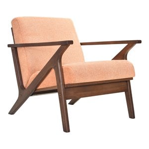 Omax Decor Zola Solid Wood and Fabric Upholstered Accent Armchair in Orange