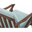 Omax Decor Zola Solid Wood and Fabric Upholstered Accent Armchair in Mint Blue