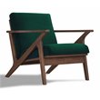 Omax Decor Zola Solid Wood and Velvet Upholstered Accent Armchair in Green