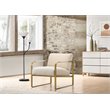 Omax Decor Mason Steel/Fabric Upholstered Lounge Accent Chair in Beige/Gold
