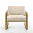 Omax Decor Mason Steel/Fabric Upholstered Lounge Accent Chair in Beige/Gold