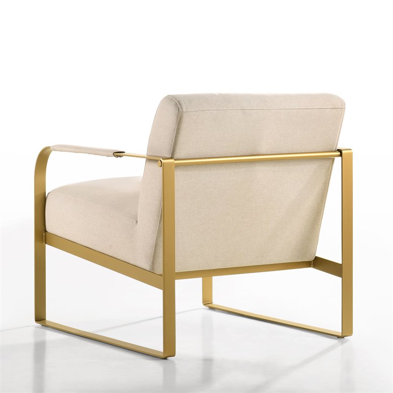 Omax Decor Mason Steel/Fabric Upholstered Lounge Accent Chair in Beige/Gold