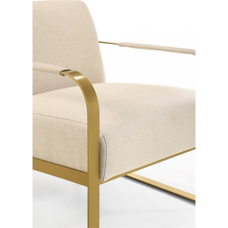 Omax Decor Mason Steel/Fabric Upholstered Lounge Accent Chair in Beige/Gold