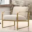 Omax Decor Mason Steel/Fabric Upholstered Lounge Accent Chair in Beige/Gold