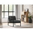 Omax Decor Mason Steel/Genuine Leather Lounge Accent Chair in Black/Black