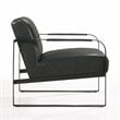 Omax Decor Mason Steel/Genuine Leather Lounge Accent Chair in Black/Black