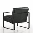 Omax Decor Mason Steel/Genuine Leather Lounge Accent Chair in Black/Black