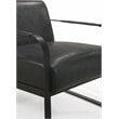 Omax Decor Mason Steel/Genuine Leather Lounge Accent Chair in Black/Black