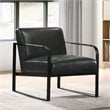 Omax Decor Mason Steel/Genuine Leather Lounge Accent Chair in Black/Black