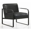 Omax Decor Mason Steel/Genuine Leather Lounge Accent Chair in Black/Black