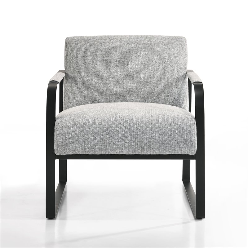 Omax Decor Mason Steel/Fabric Upholstered Lounge Accent Chair in Gray/Black
