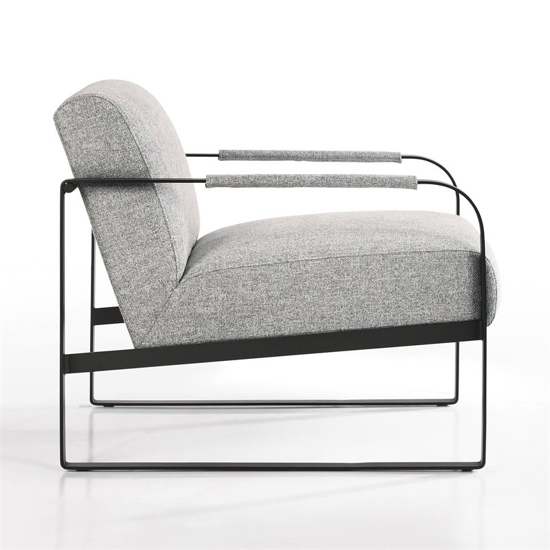 Omax Decor Mason Steel/Fabric Upholstered Lounge Accent Chair in Gray/Black