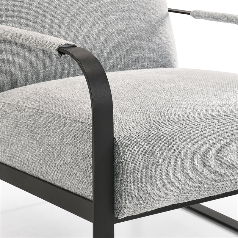 Omax Decor Mason Steel/Fabric Upholstered Lounge Accent Chair in Gray/Black