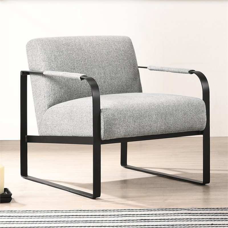 Omax Decor Mason Steel/Fabric Upholstered Lounge Accent Chair in Gray/Black