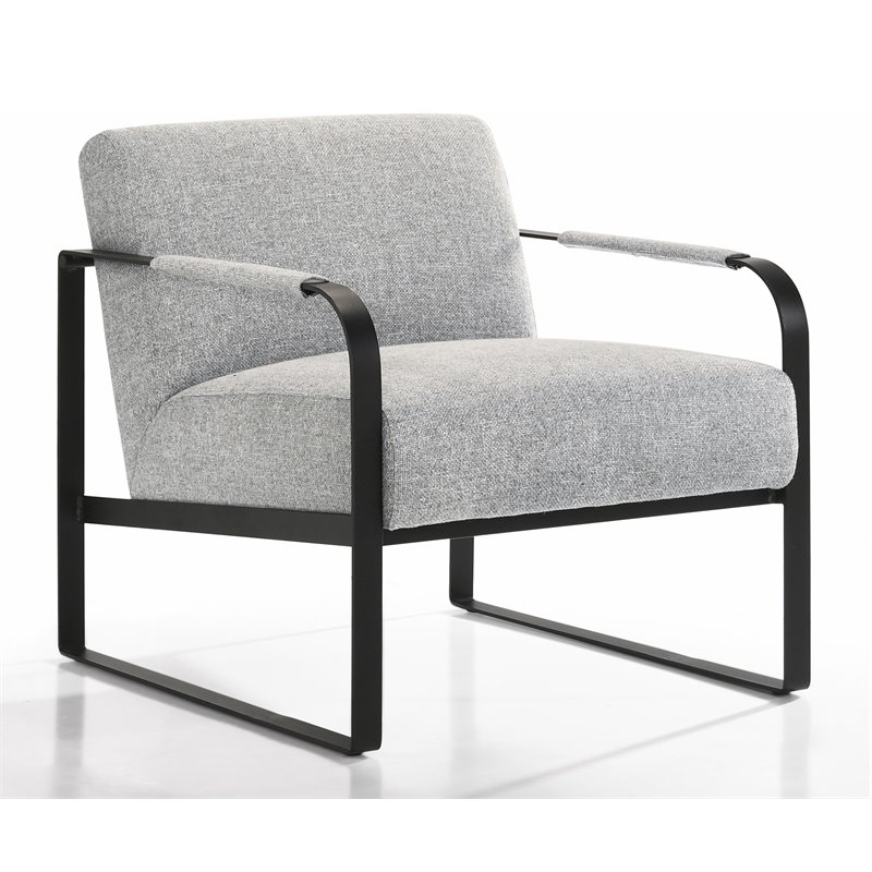 Omax Decor Mason Steel/Fabric Upholstered Lounge Accent Chair in Gray/Black