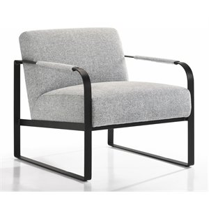 Omax Decor Mason Steel/Fabric Upholstered Lounge Accent Chair in Gray/Black