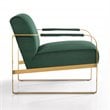 Omax Decor Mason Steel/Velvet Upholstered Lounge Accent Chair in Green/Gold
