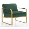 Omax Decor Mason Steel/Velvet Upholstered Lounge Accent Chair in Green/Gold