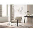 Omax Decor Mason Steel/Genuine Leather Lounge Accent Chair in Stone/Black