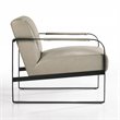 Omax Decor Mason Steel/Genuine Leather Lounge Accent Chair in Stone/Black