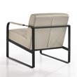 Omax Decor Mason Steel/Genuine Leather Lounge Accent Chair in Stone/Black