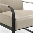 Omax Decor Mason Steel/Genuine Leather Lounge Accent Chair in Stone/Black