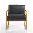 Omax Decor Mason Steel/Genuine Leather Lounge Accent Chair in Black/Gold