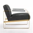 Omax Decor Mason Steel/Genuine Leather Lounge Accent Chair in Black/Gold