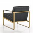 Omax Decor Mason Steel/Genuine Leather Lounge Accent Chair in Black/Gold