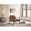 Omax Decor Mason Steel/Genuine Leather Lounge Accent Chair in Caramel/Black